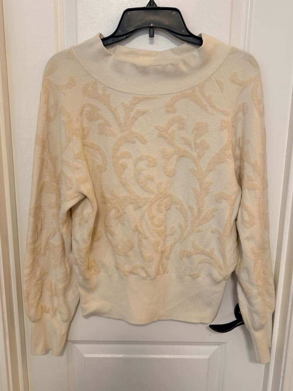 Anthropologie Nina Velvet Scroll Ivory Sweater Size S